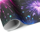 黒いエレガント背景に虹の花火 ラッピングペーパー (ロールコーナー)