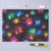 黒いエレガント背景に虹の花火 薄葉紙 (クラフト)