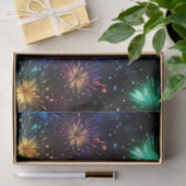 黒いエレガント背景に虹の花火 薄葉紙 (ギフト)