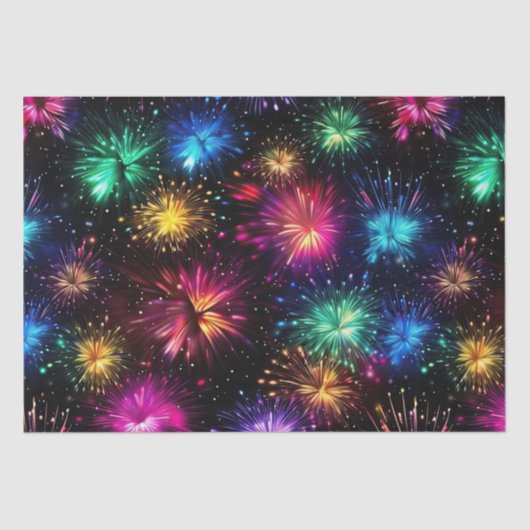 黒いエレガント背景に虹の花火 薄葉紙 (正面)