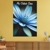 黒いエレガント背景に青い花 キャンバスプリント (インサイチュ (リビング))