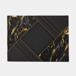 黒いエレガント背景の抽象芸術ラインアート ドアマット