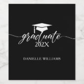 黒いエレガント背景の白いタイポグラフィ ワインラベル (シングルラベル)