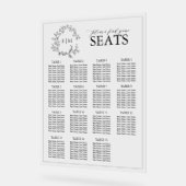 黒いエレガント葉冠モノグラム結婚の座席 アクリルサイン (傾斜)