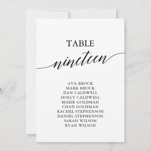 黒いエレガント表(19座席表) 招待状 (裏面)