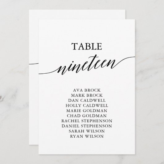 黒いエレガント表(19座席表) 招待状 (正面/裏面)