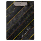 黒いエレガント金ゴールドきらびやかな幾何学的 クリップボード (正面)