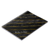 黒いエレガント金ゴールドのキラキラの幾何学的なスケッチブック ノートブック (左側)