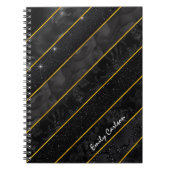 黒いエレガント金ゴールドのキラキラの幾何学的なスケッチブック ノートブック (正面)