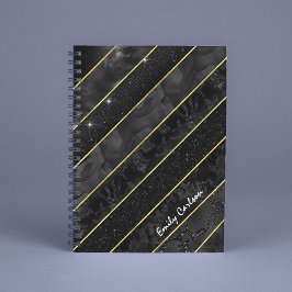 黒いエレガント金ゴールドのキラキラの幾何学的なスケッチブック ノートブック