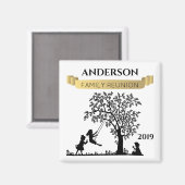 黒いエレガント金ゴールドファミリー懇親会お土産プレゼント マグネット (正面/裏面)