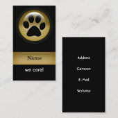 黒いエレガント金ゴールドポープリントペット名刺 名刺 (正面/裏面)