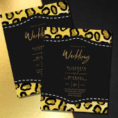 黒いエレガント金ゴールド予算の結婚式の招待