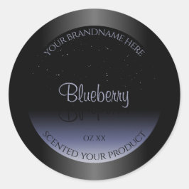 黒いエレガント青グラデーション製品ラベルグリッター ラウンドシール