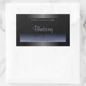 黒いエレガント青グラデーション製品ラベルグリッター 長方形シール (バッグ)