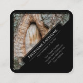 黒いエレガント額縁の木製スタイルの樹皮の幹 スクエア名刺 (裏面)