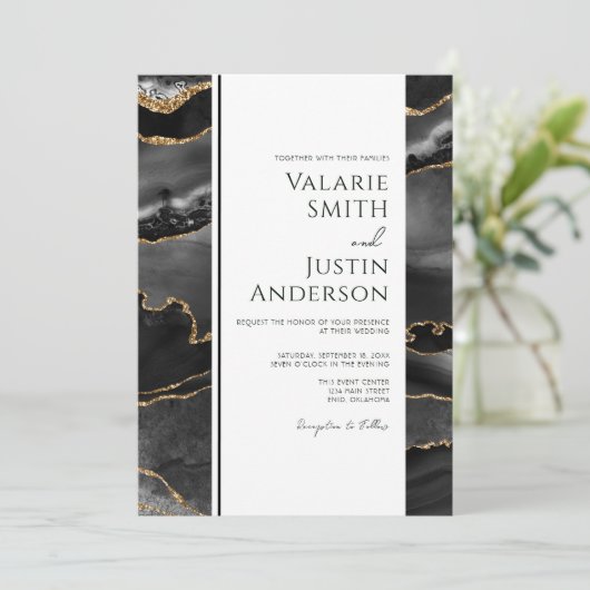 黒いエレガントAgateバジェット結婚は全て一つで 招待状 (スタンド正面)