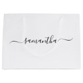 黒いエレガントSwash署名名 ラージペーパーバッグ (正面)