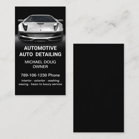 黒いエレガントwhitモバイル自動車の洗車詳細 名刺 (正面/裏面)