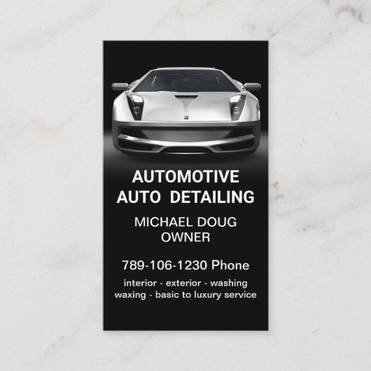 黒いエレガントwhitモバイル自動車の洗車詳細 名刺 (正面)