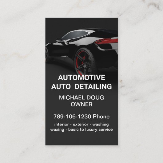 黒いエレガントwhitモバイル自動車洗浄QRコード 名刺 (正面)