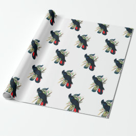 黒いオウムのギフト用包装紙 ラッピングペーパー