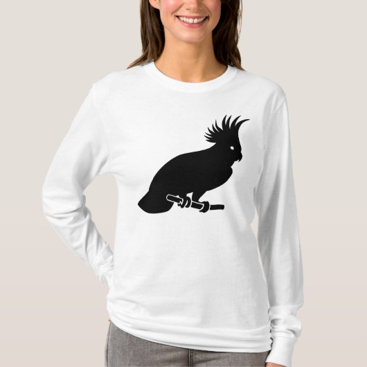 黒いオウムのシルエット Tシャツ (正面)