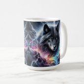 黒いオオカミと稲妻 コーヒーマグカップ (正面右)