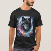黒いオオカミと稲妻 Tシャツ (正面)