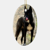 黒いオオカミのクリスマスツリーのオーナメント セラミックオーナメント (右)