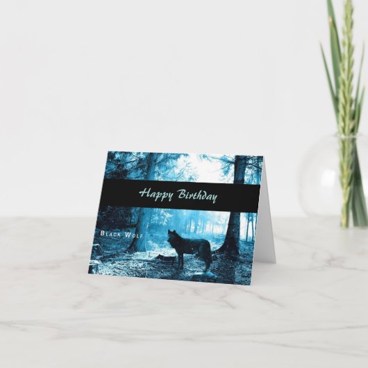 黒いオオカミのハッピーバースデー カード (正面)