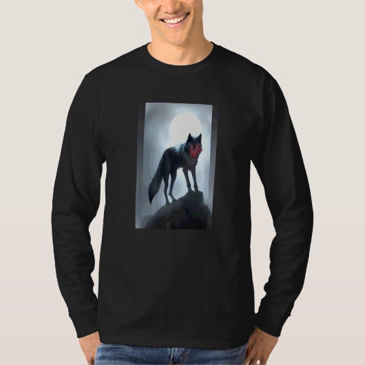 黒いオオカミの不吉なゴシックアニマル Tシャツ (正面)