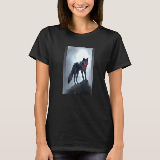 黒いオオカミの不吉なゴシックアニマル Tシャツ (正面)