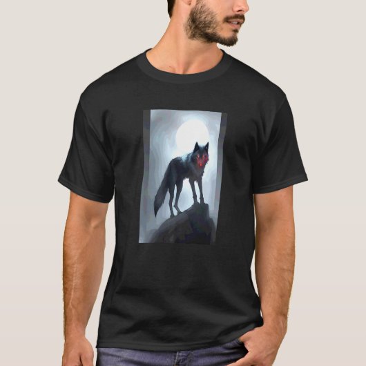 黒いオオカミの不吉なゴシックアニマル Tシャツ (正面)