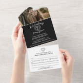 黒いオニキスの7周年結婚記念日の出欠連絡の写真 オールインワン招待状 (貼ってはがせる)