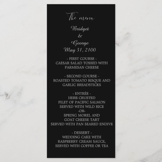 黒いオニキスモダンヴィンテージデコ結婚式 プログラム (正面)