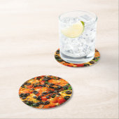 黒いオリーブのピザ ラウンドペーパーコースター (インサイチュ)