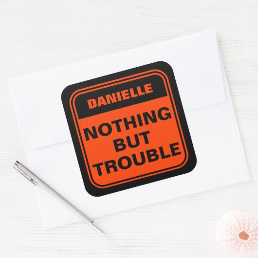 黒いオレンジおもしろい色はトラブルが好きなだけ スクエアシール (封筒)