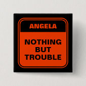 黒いオレンジおもしろい色はトラブルが好きなだけ 缶バッジ (正面)