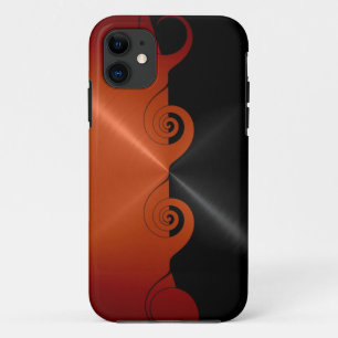 黒いオレンジステンレス製の金属渦巻パターン4 iPhone 11 ケース
