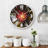 黒いオレンジ色のはっきりした吸汁性のモダン写真 壁時計