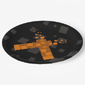 黒いオレンジ色のカルトのクロス異教のトーチ火災ダークアート ペーパープレート (アングル)