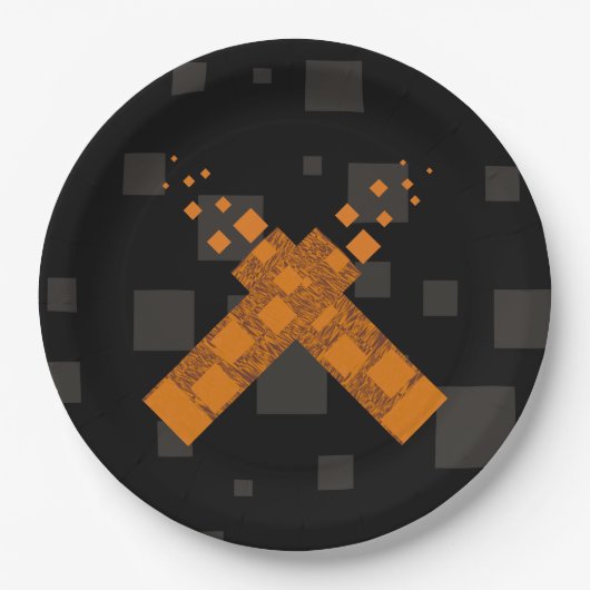 黒いオレンジ色のカルトのクロス異教のトーチ火災ダークアート ペーパープレート (正面)