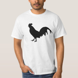 黒いオンドリのCockerelの鶏のシルエット Tシャツ