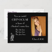 黒いオープンハウスの招待状 インビテーションポストカード (正面/裏面)