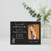 黒いオープンハウスの招待状 インビテーションポストカード (スタンド正面)