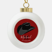 黒いカウボーイハット セラミックボールオーナメント (正面)