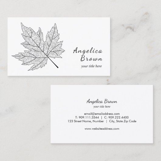 黒いカエデの葉の名刺 名刺 (正面/裏面)
