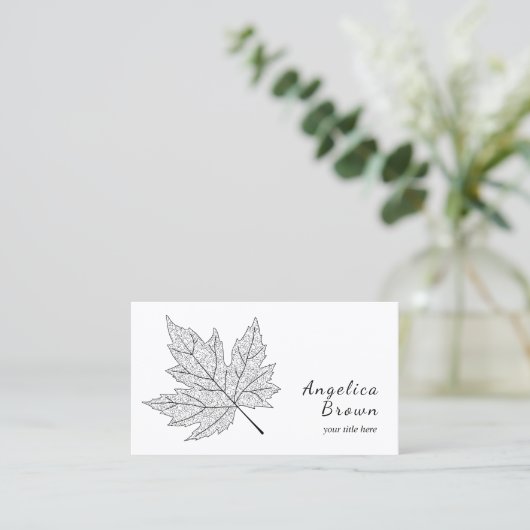 黒いカエデの葉の名刺 名刺 (スタンド正面)