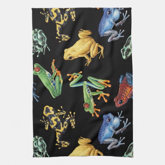 黒いカエル キッチンタオル (縦)